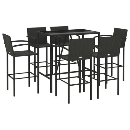 7-delige Tuinbar poly rattan zwart