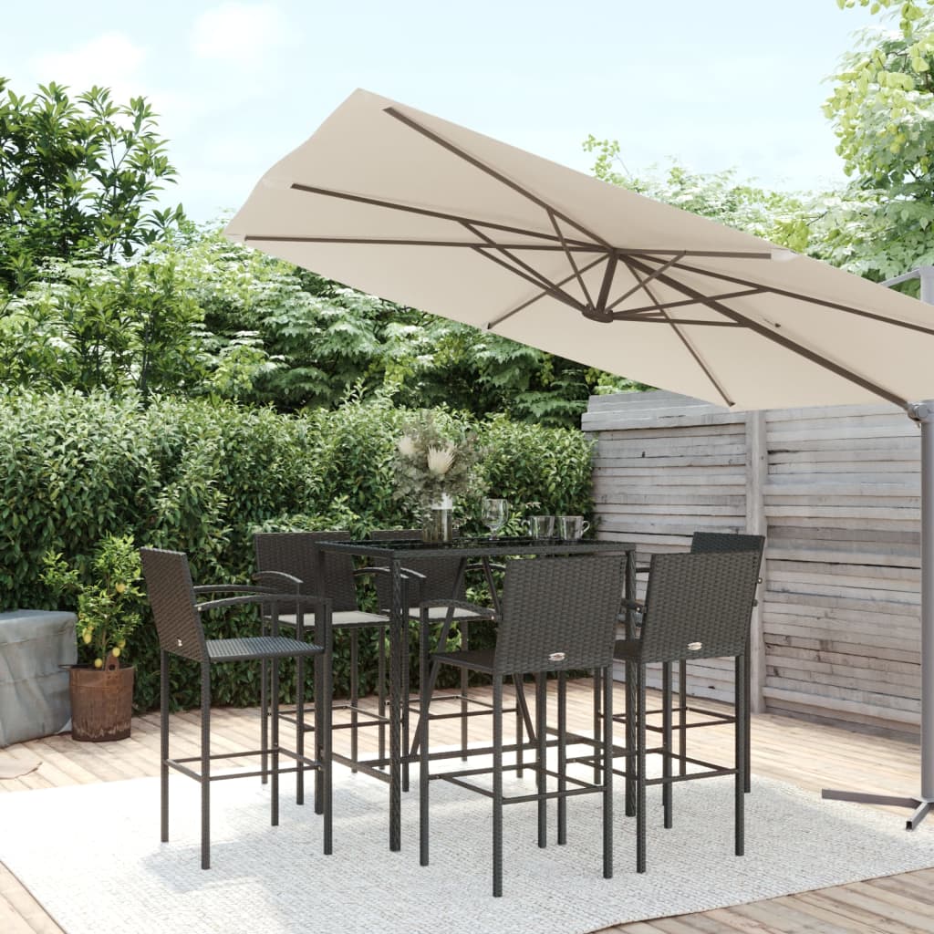 7-delige Tuinbar poly rattan zwart
