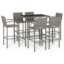 7-delige Tuinbarset poly rattan grijs