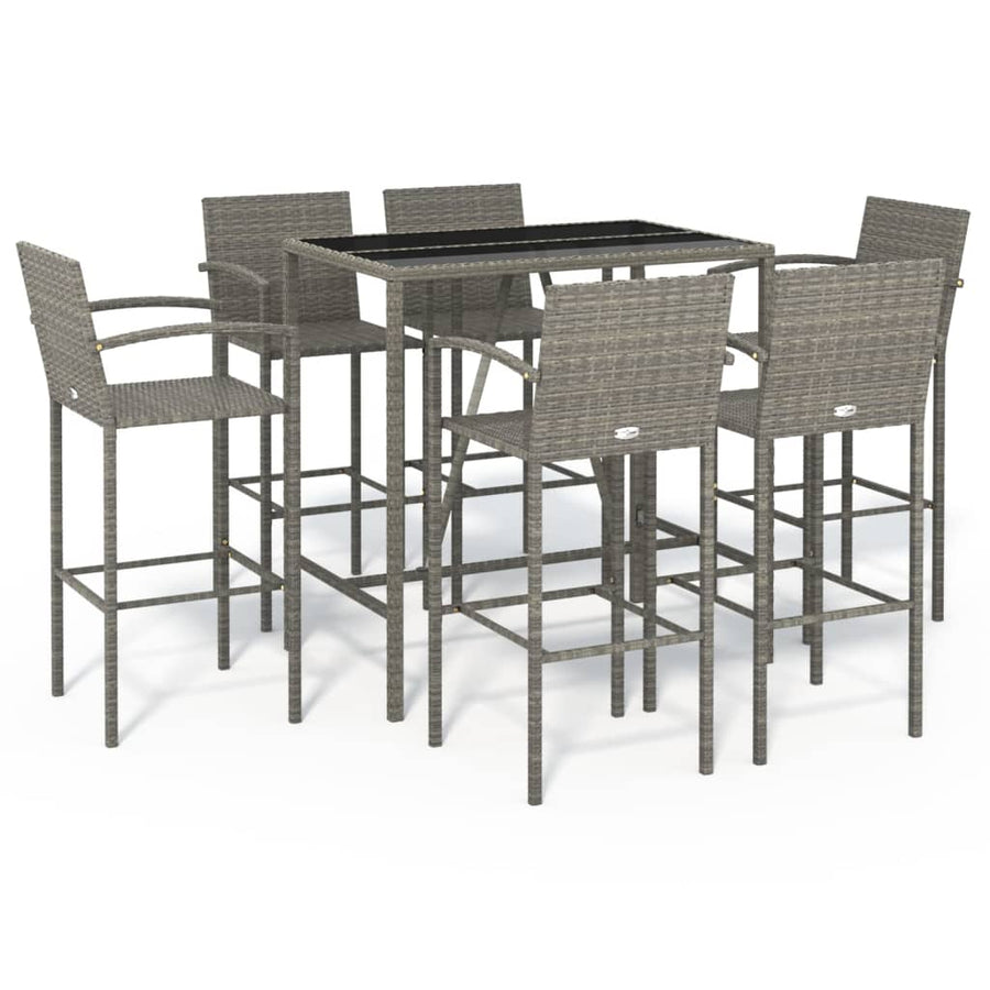 7-delige Tuinbarset poly rattan grijs