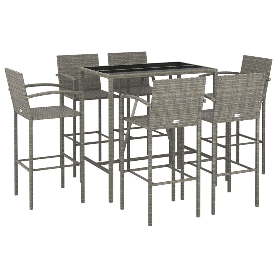 7-delige Tuinbarset poly rattan grijs