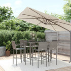 Tuinbarset 7-delig poly rattan grijs