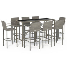 9-delige Tuinbarset poly rattan grijs
