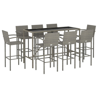 9-delige Tuinbarset poly rattan grijs