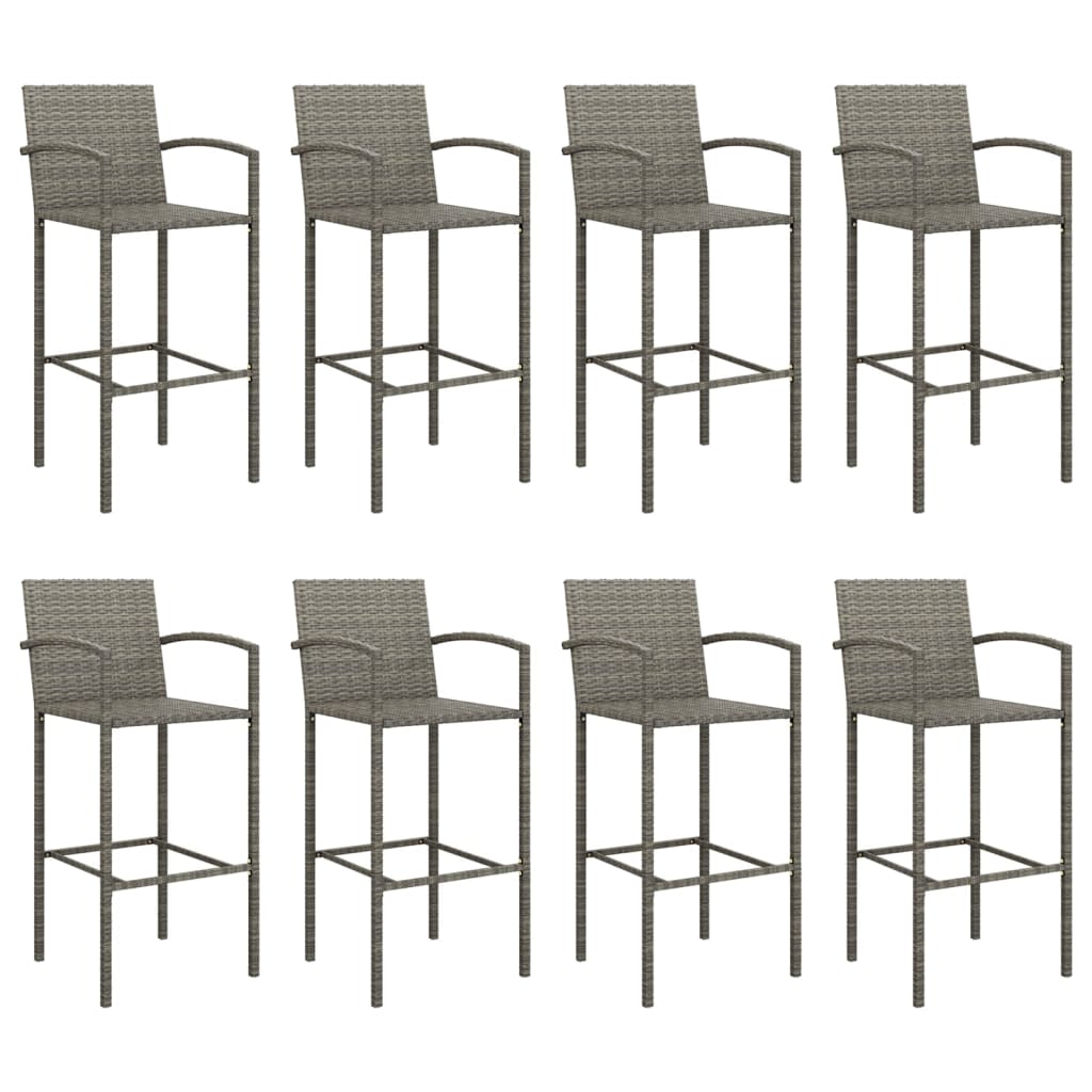 9-delige Tuinbarset poly rattan grijs