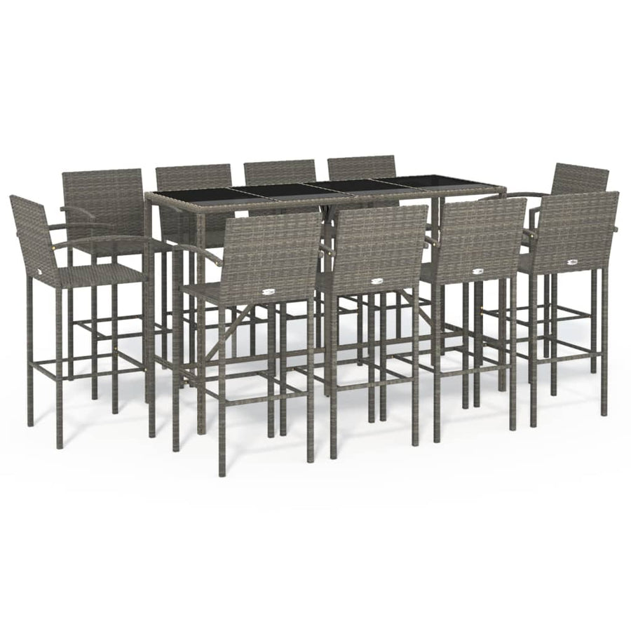 11-delige Tuinbarset poly rattan grijs