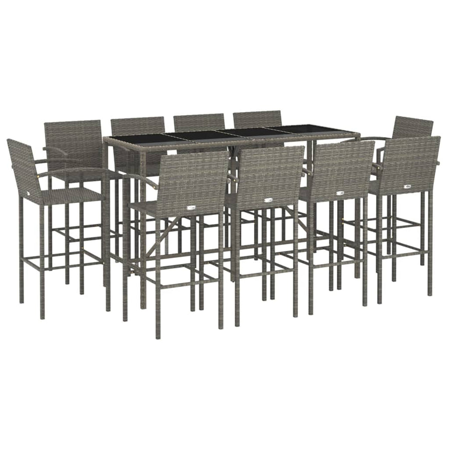 11-delige Tuinbarset poly rattan grijs