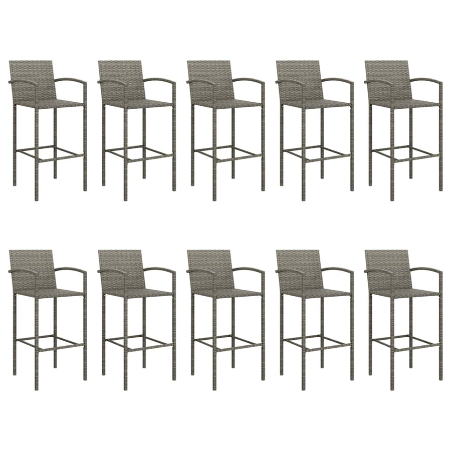 11-delige Tuinbarset poly rattan grijs