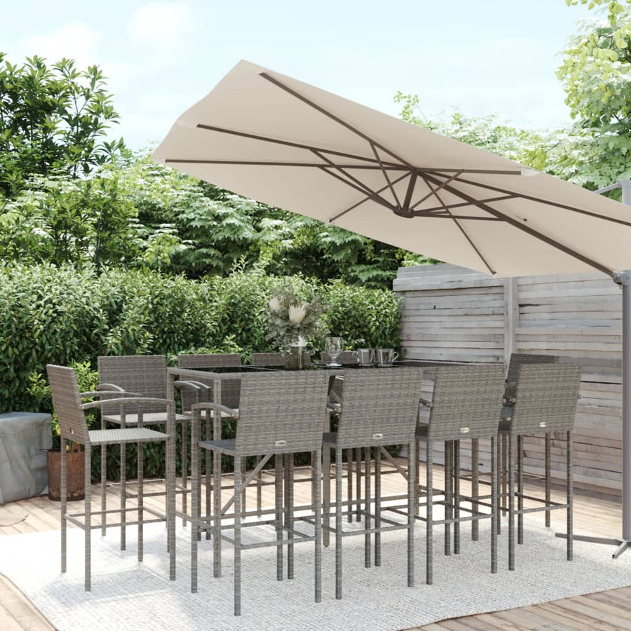 11-delige Tuinbarset poly rattan grijs