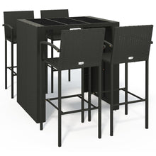 5-delige Tuinbarset poly rattan zwart