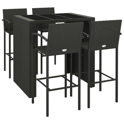 5-delige Tuinbarset poly rattan zwart