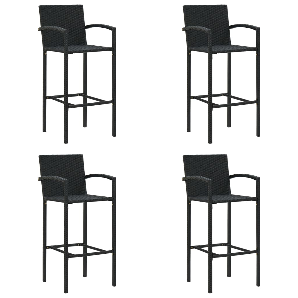 5-delige Tuinbarset poly rattan zwart