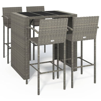 5-delige Tuinbarset poly rattan grijs