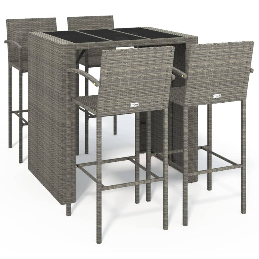 5-delige Tuinbarset poly rattan grijs