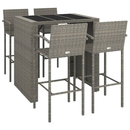 5-delige Tuinbarset poly rattan grijs