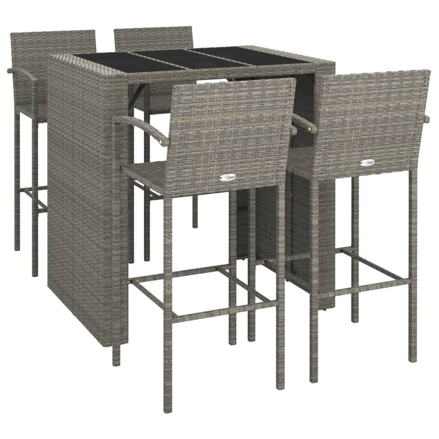 5-delige Tuinbarset poly rattan grijs
