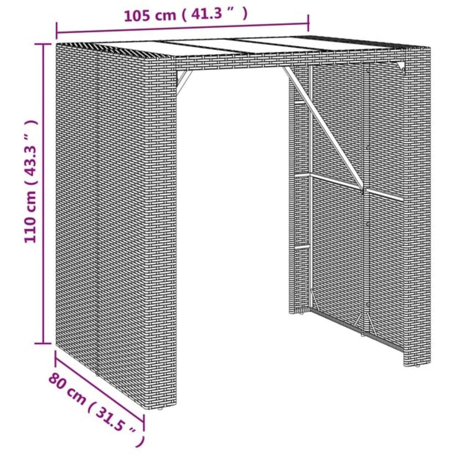 5-delige Tuinbarset poly rattan grijs