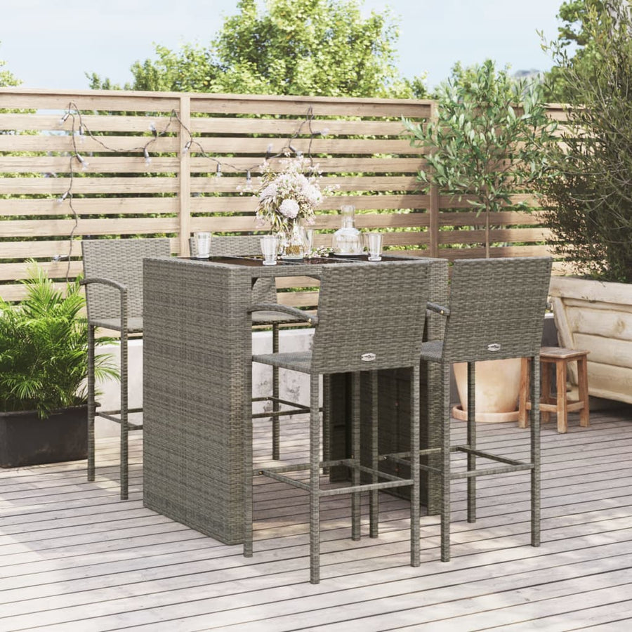5-delige Tuinbarset poly rattan grijs