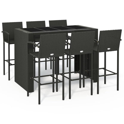 7-delige Tuinbar poly rattan zwart