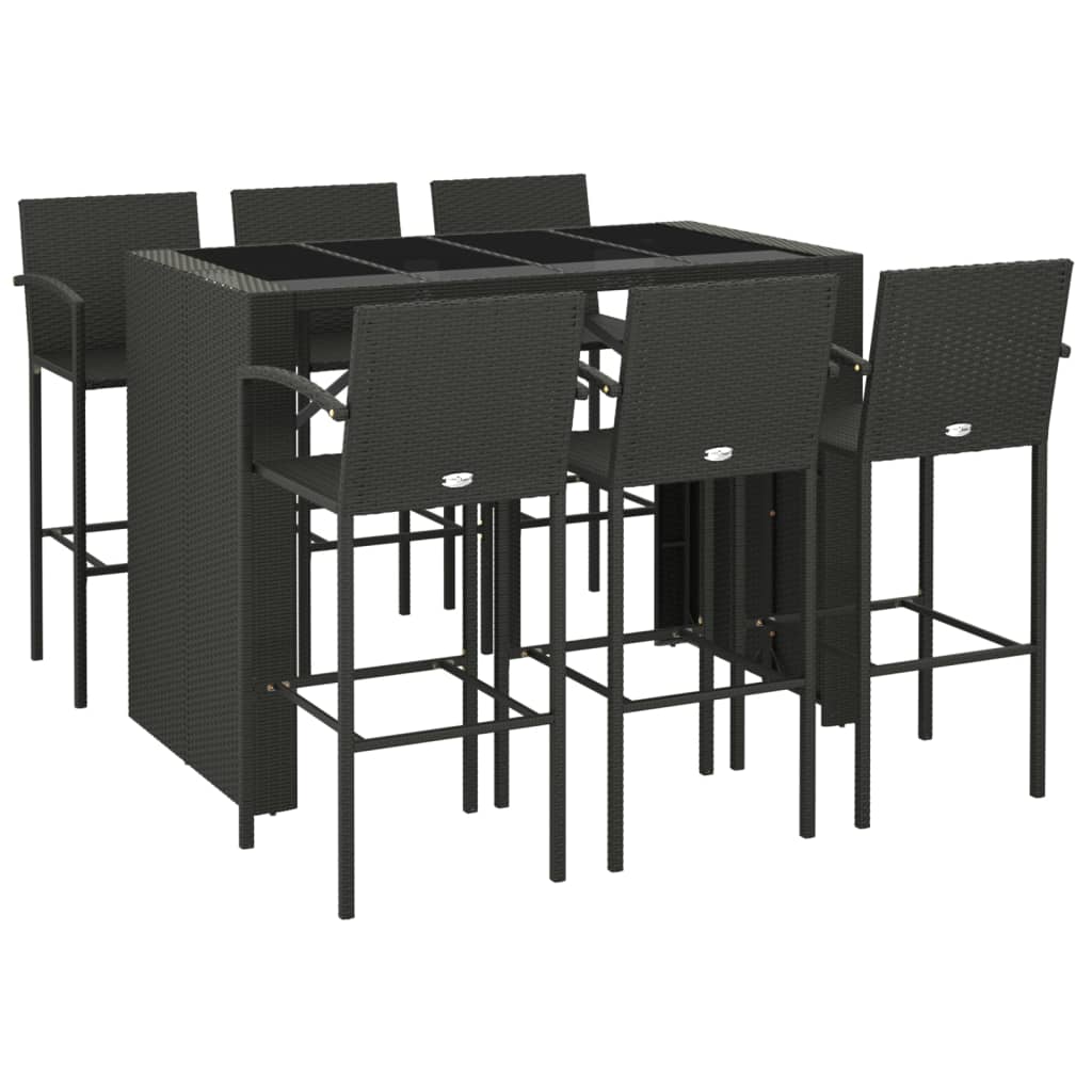 7-delige Tuinbar poly rattan zwart