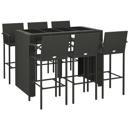 7-delige Tuinbar poly rattan zwart