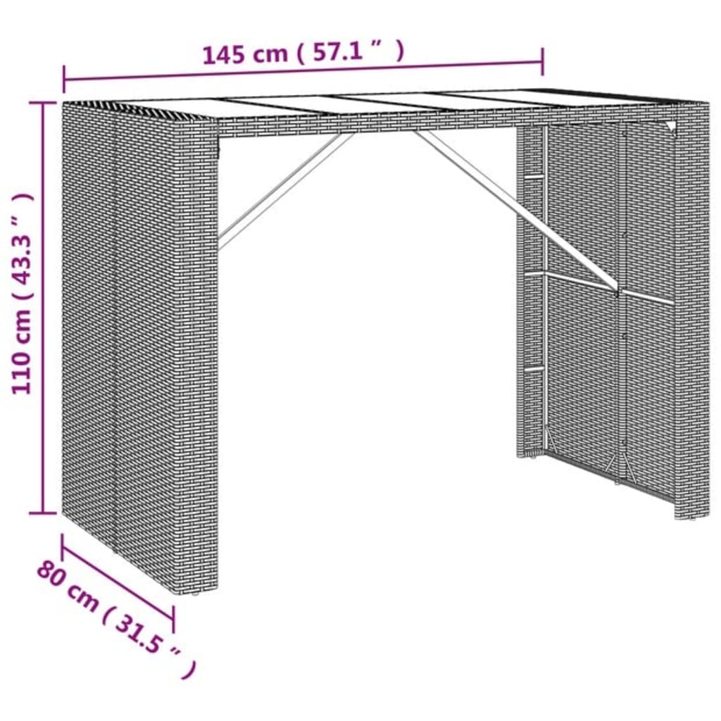 7-delige Tuinbar poly rattan zwart