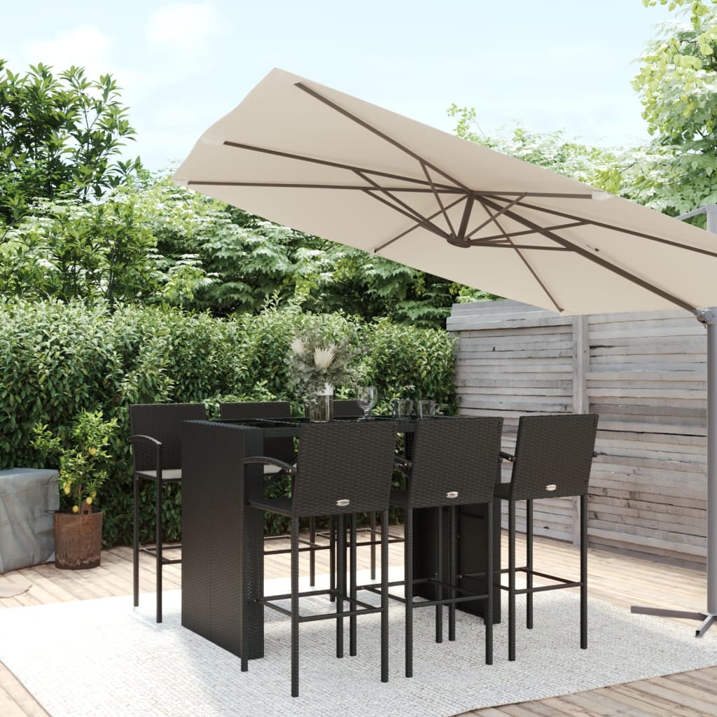 7-delige Tuinbar poly rattan zwart