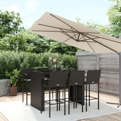 7-delige Tuinbar poly rattan zwart