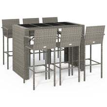 7-delige Tuinbarset poly rattan grijs