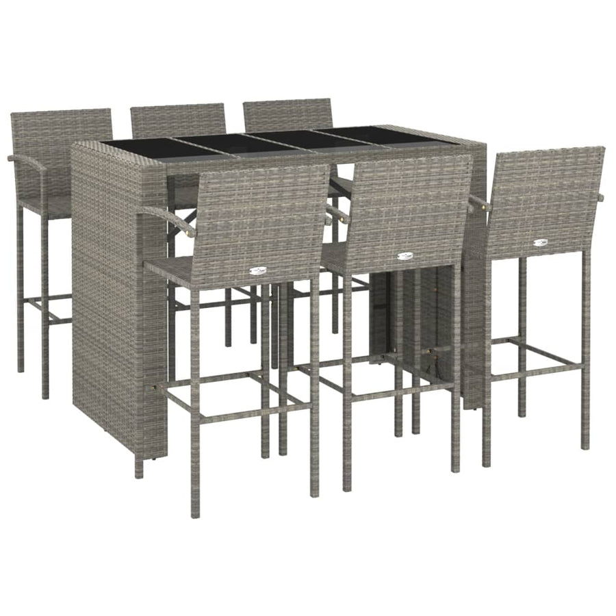7-delige Tuinbarset poly rattan grijs