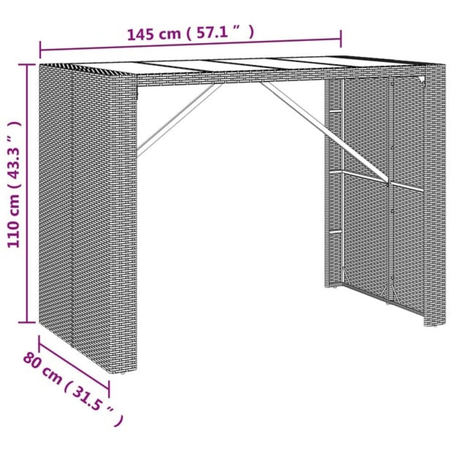 7-delige Tuinbarset poly rattan grijs
