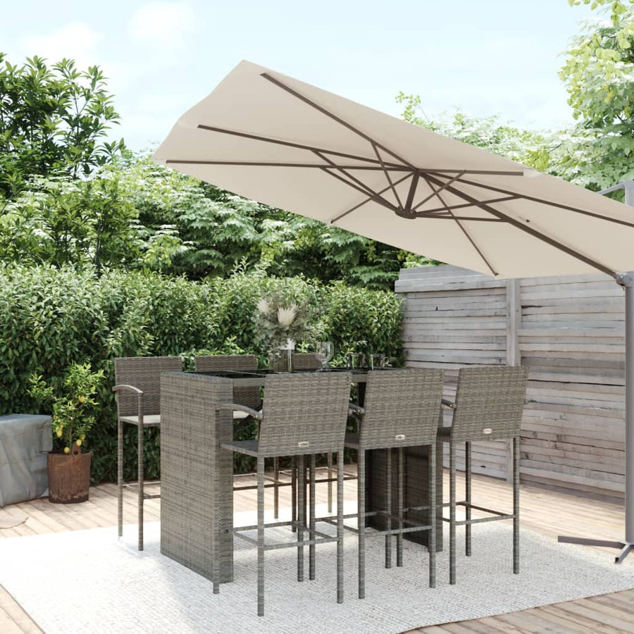 7-delige Tuinbarset poly rattan grijs