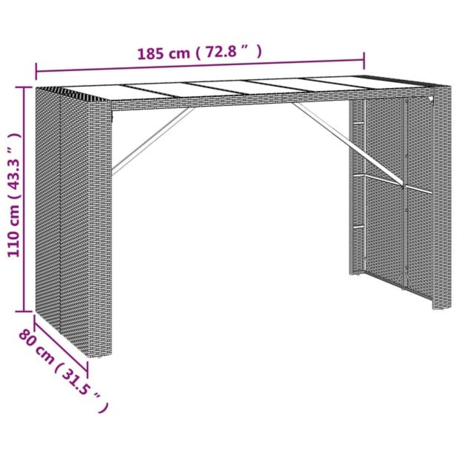 9-delige Tuinbarset poly rattan grijs