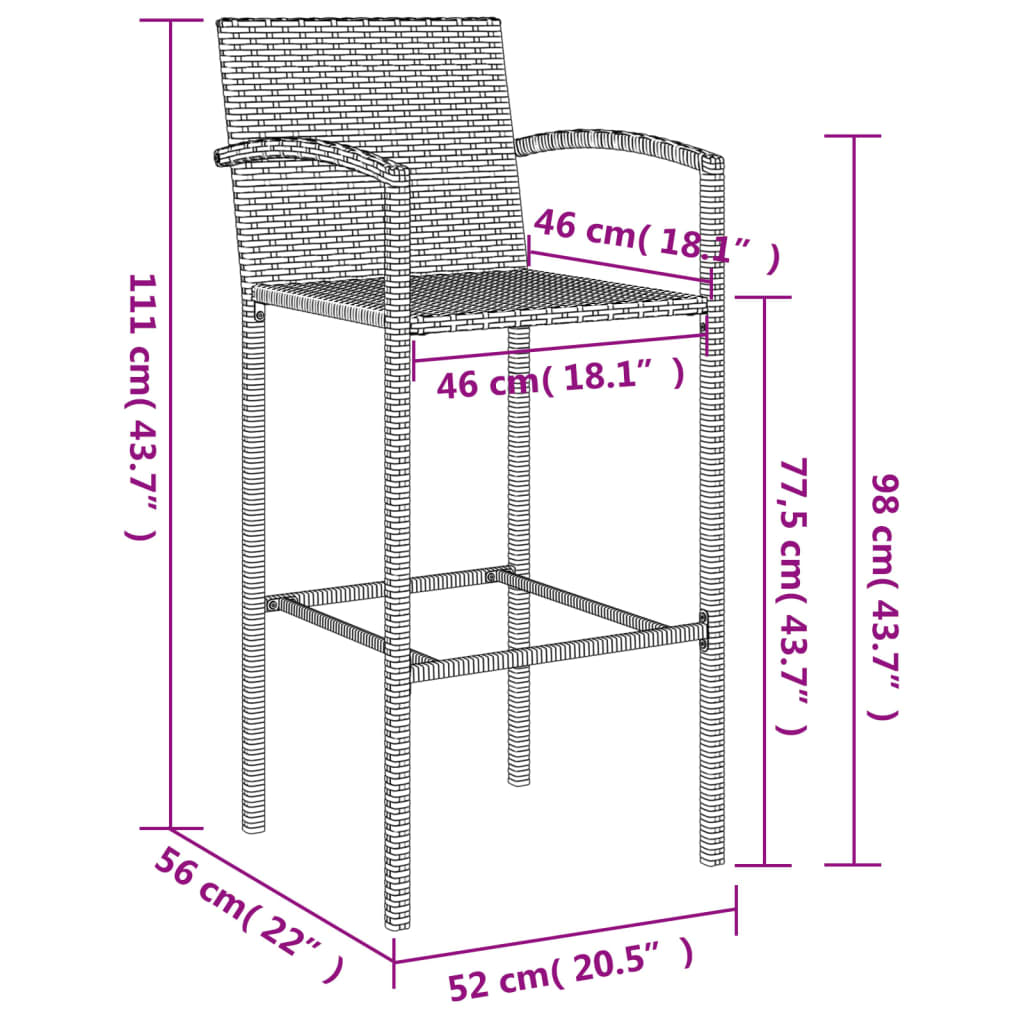 9-delige Tuinbarset poly rattan grijs