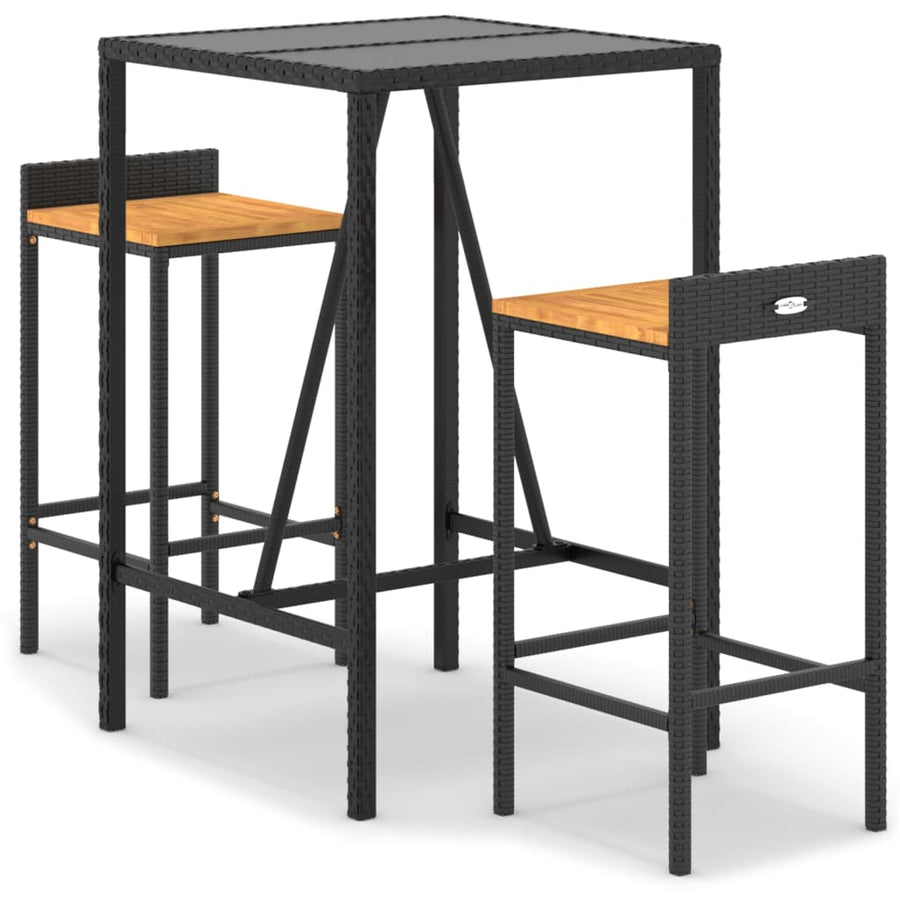 3-Delige Tuinbarset Poly Rattan En Massief Acaciahout 2