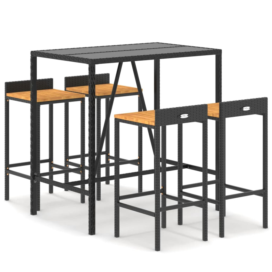 5-Delige Tuinbarset Poly Rattan En Massief Acaciahout 4