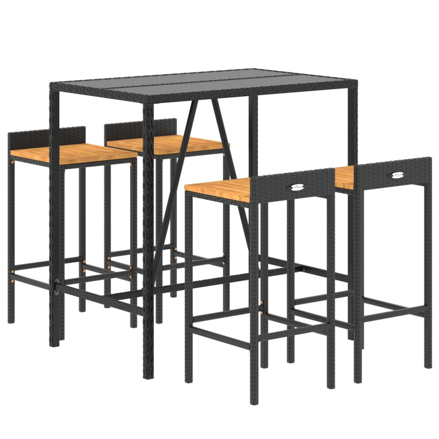 5-Delige Tuinbarset Poly Rattan En Massief Acaciahout 4