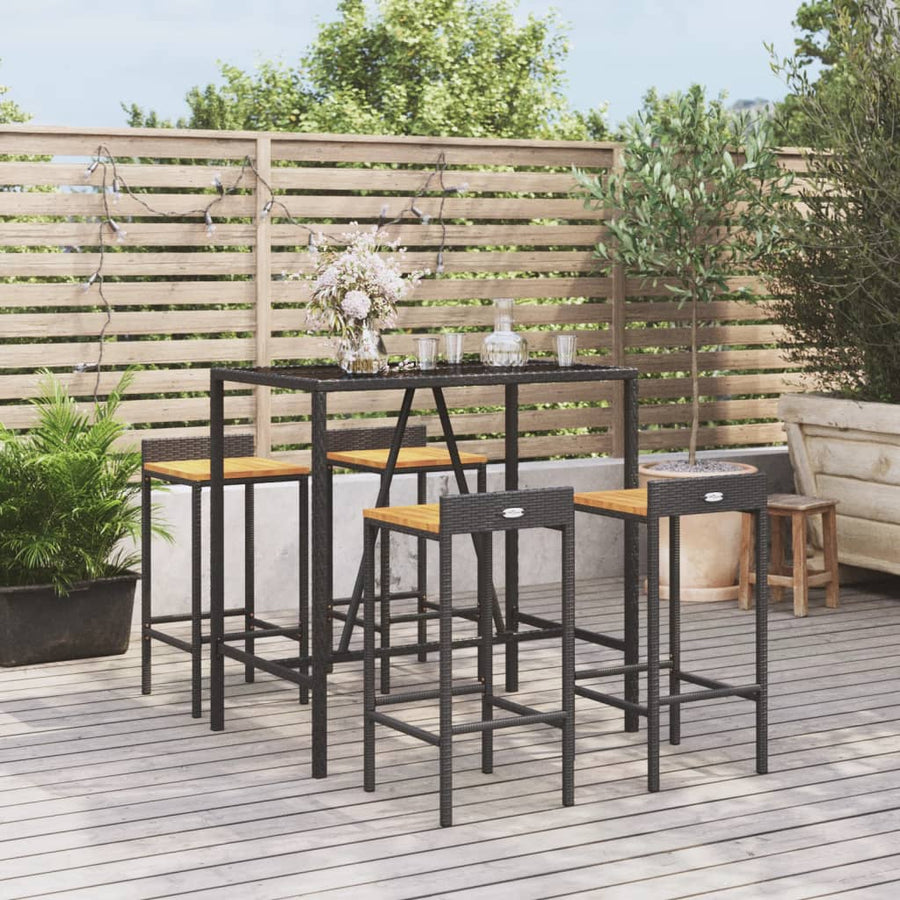 5-Delige Tuinbarset Poly Rattan En Massief Acaciahout 4