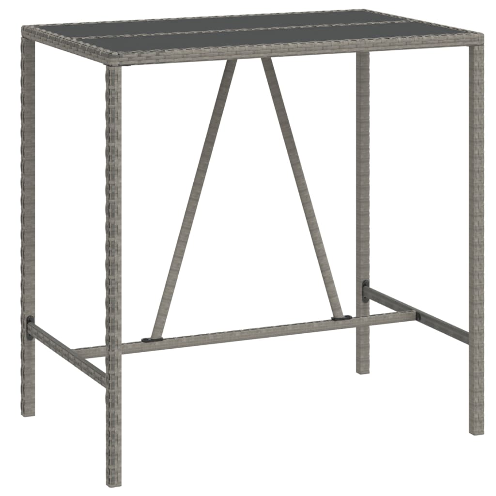 5-Delige Tuinbarset Poly Rattan En Massief Acaciahout 4 110 cm tafellengte Grijs