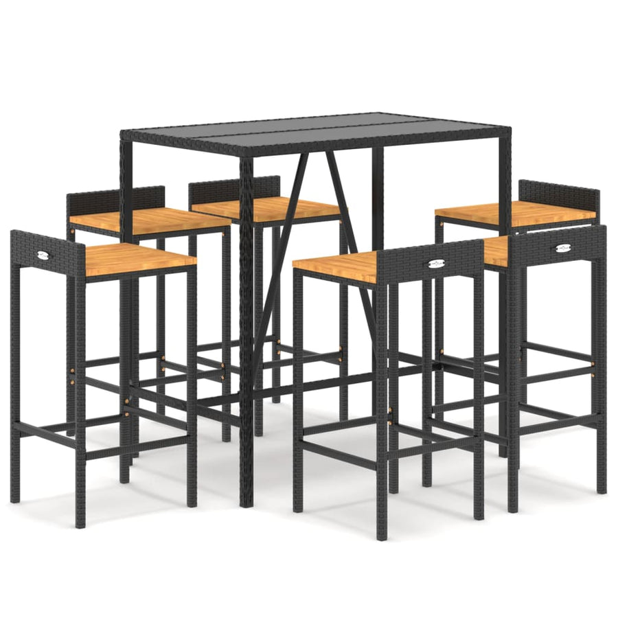 7-Delige Tuinbarset Poly Rattan En Massief Acaciahout 6