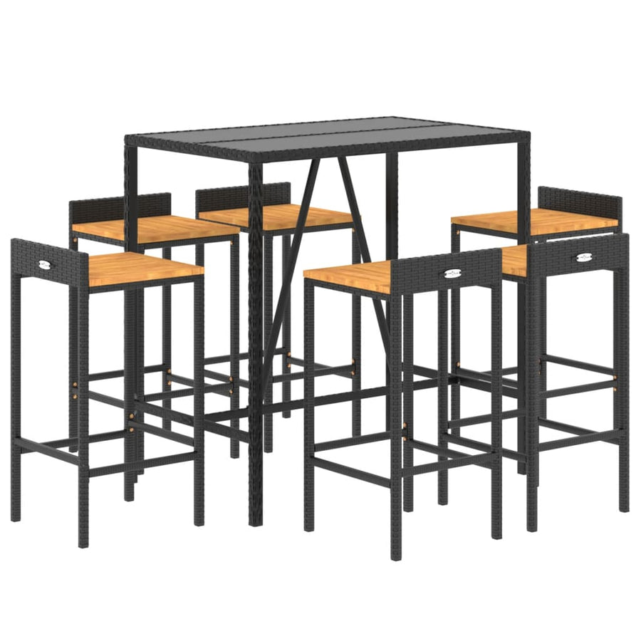 7-Delige Tuinbarset Poly Rattan En Massief Acaciahout 6