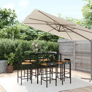 Tuinbarset 7-delig poly rattan acaciahout zwart