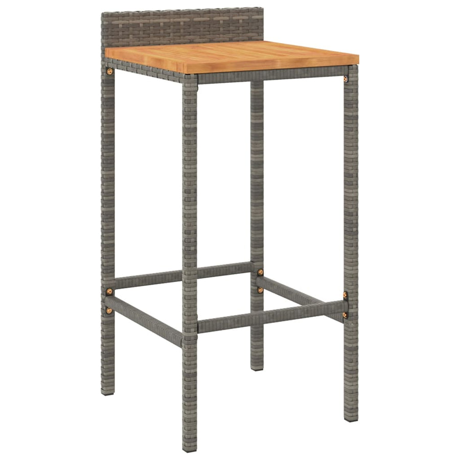 7-Delige Tuinbarset Poly Rattan En Massief Acaciahout 6 110 cm tafellengte Grijs