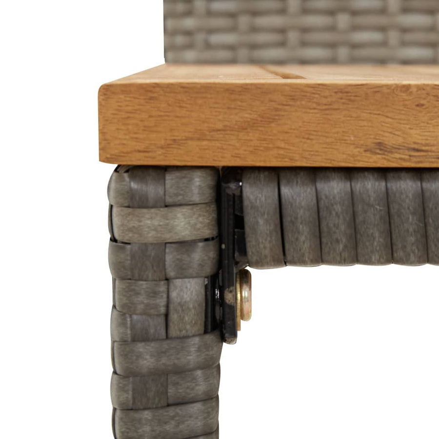 7-Delige Tuinbarset Poly Rattan En Massief Acaciahout 6 110 cm tafellengte Grijs
