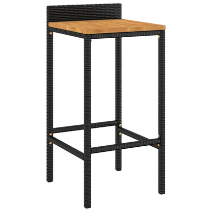 -Delige Tuinbarset Poly Rattan En Massief Acaciahout 9 180 cm tafellengte Zwart