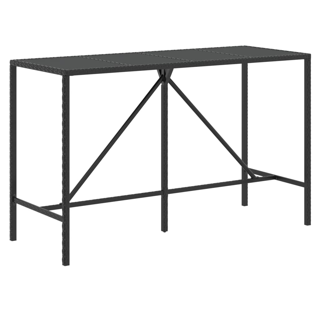-Delige Tuinbarset Poly Rattan En Massief Acaciahout 9 180 cm tafellengte Zwart