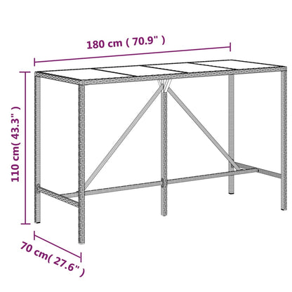 -Delige Tuinbarset Poly Rattan En Massief Acaciahout 9 180 cm tafellengte Grijs
