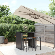 Tuinbarset 5-delig poly rattan acaciahout zwart
