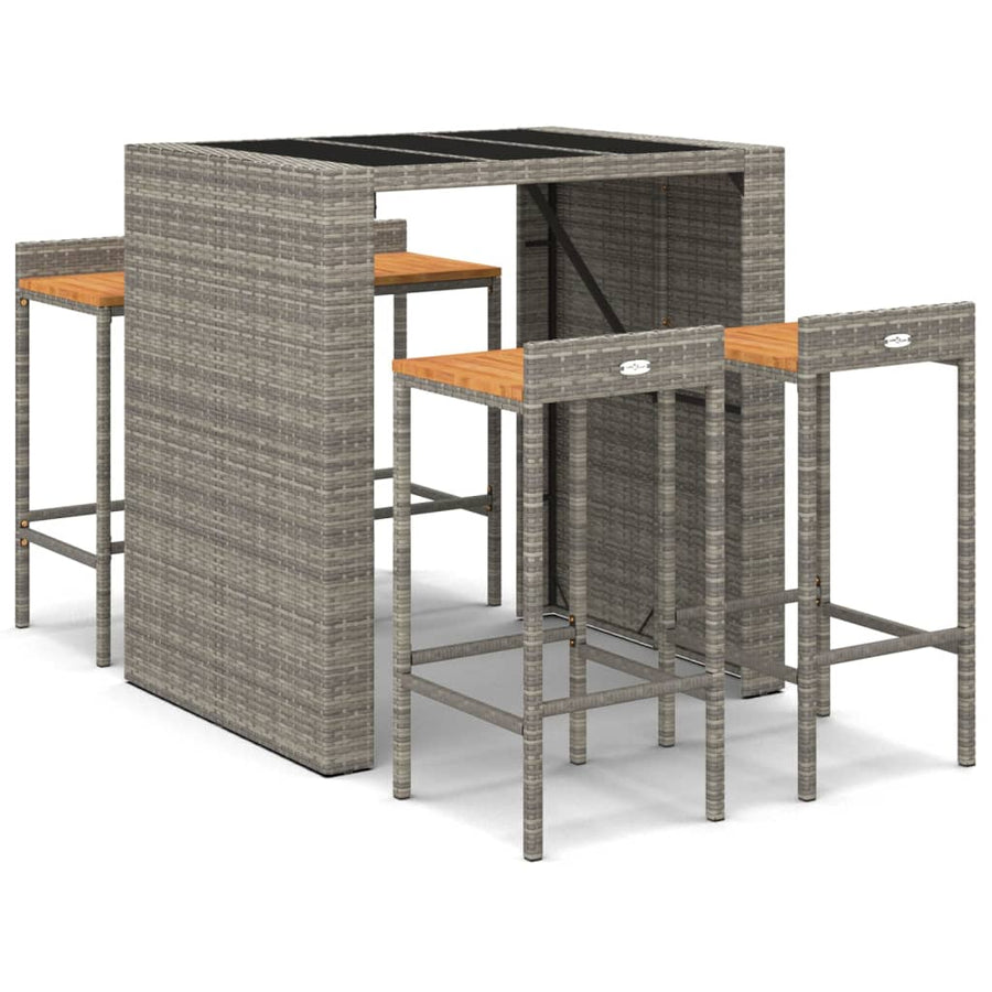 5-Delige Tuinbarset Poly Rattan En Massief Acaciahout 4