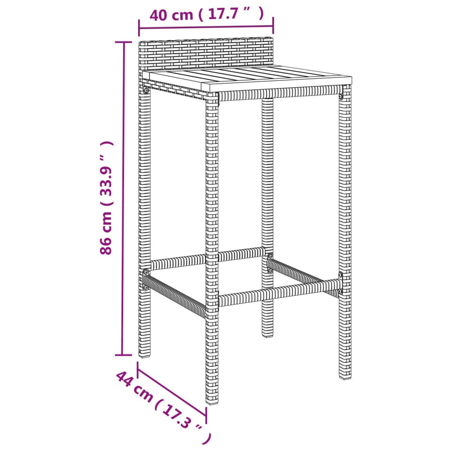 5-Delige Tuinbarset Poly Rattan En Massief Acaciahout 4